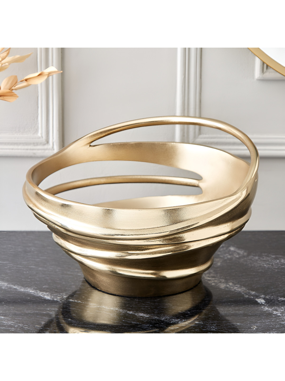 Home Centre Silver Royale Swirl Aluminium Decorative Bowl