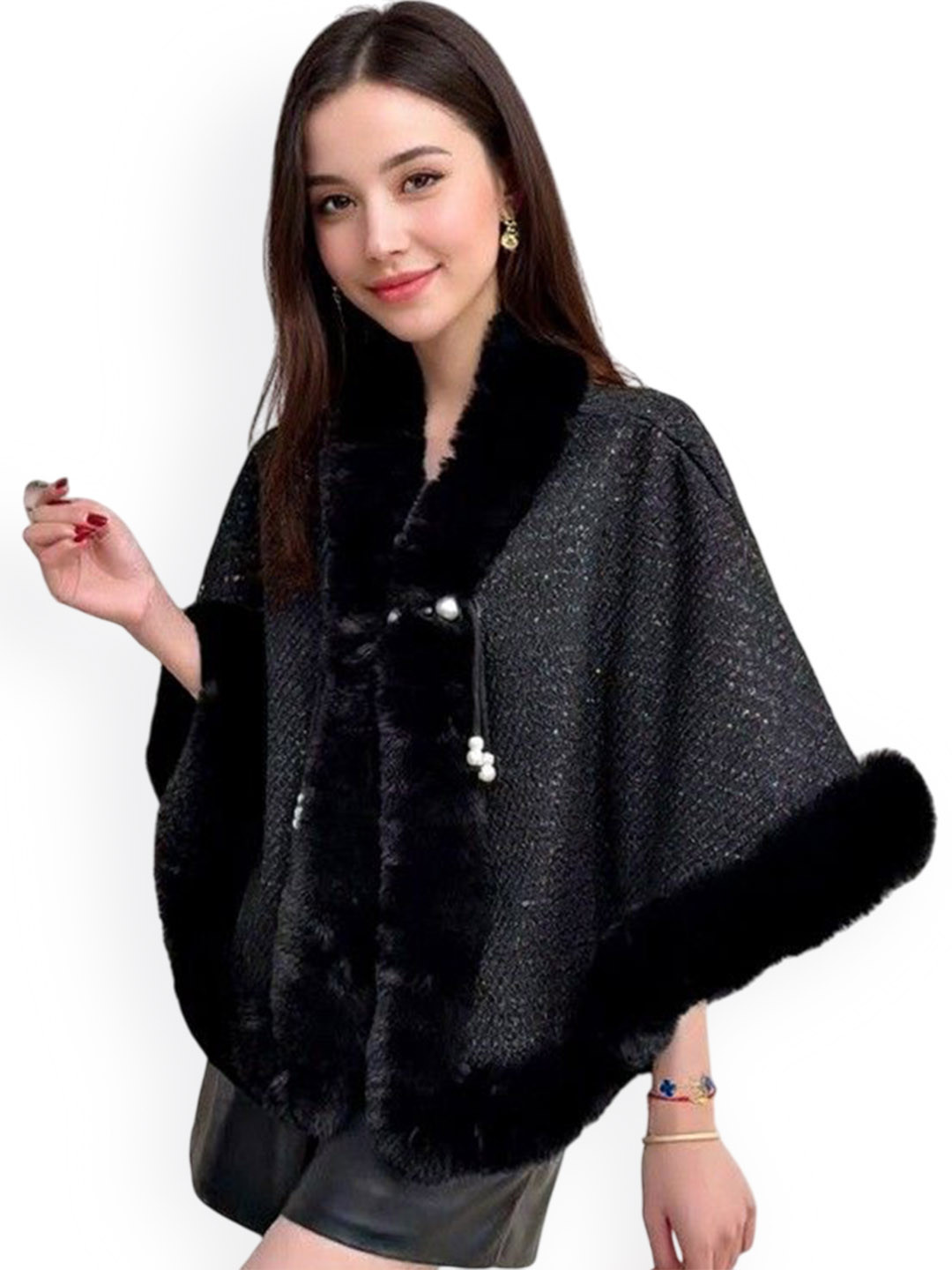 bebe Printed Front Open Overcoat