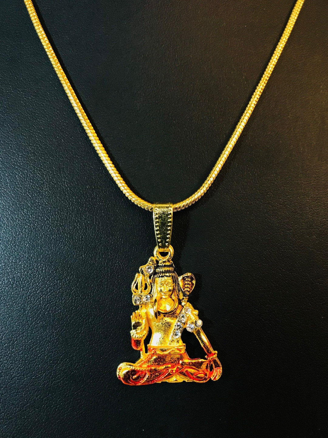 Basukiya Unisex Brass Gold-Plated Lord Shiva Pendant & Chain