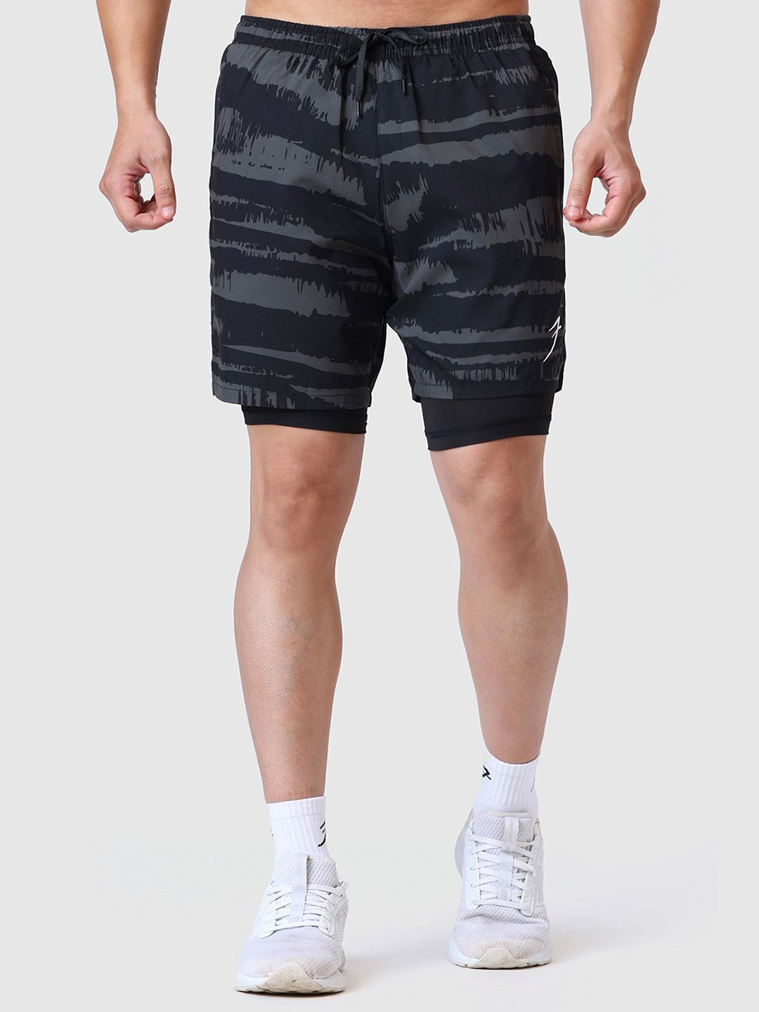 FUAARK Men Slim Fit Compression Inner with Printed Gym Shorts
