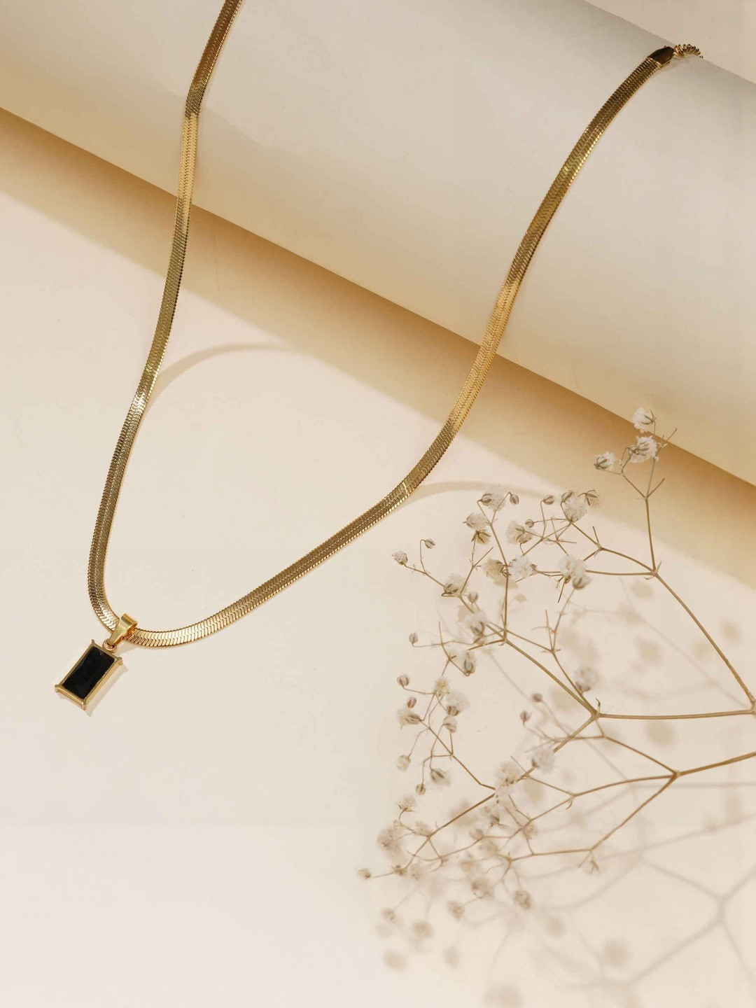 MILLER Gold-Plated Stainless Steel Artificial Stones & Beads Minimal Necklace
