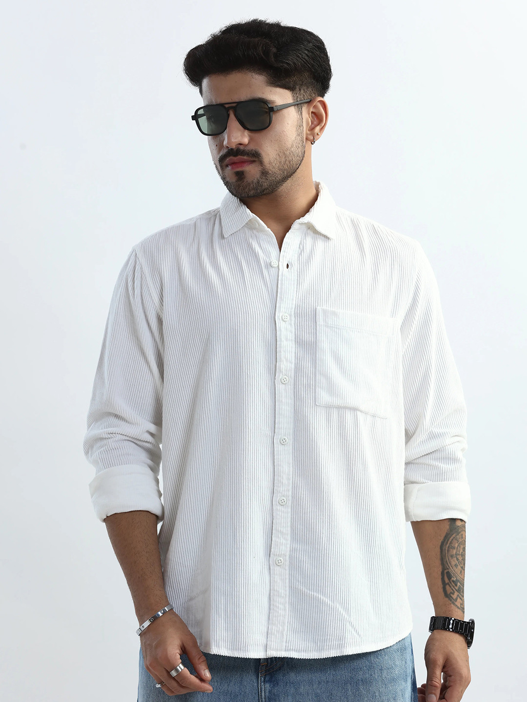 XKIND Men Comfort Spread Collar Long Sleeves Casual Shirt