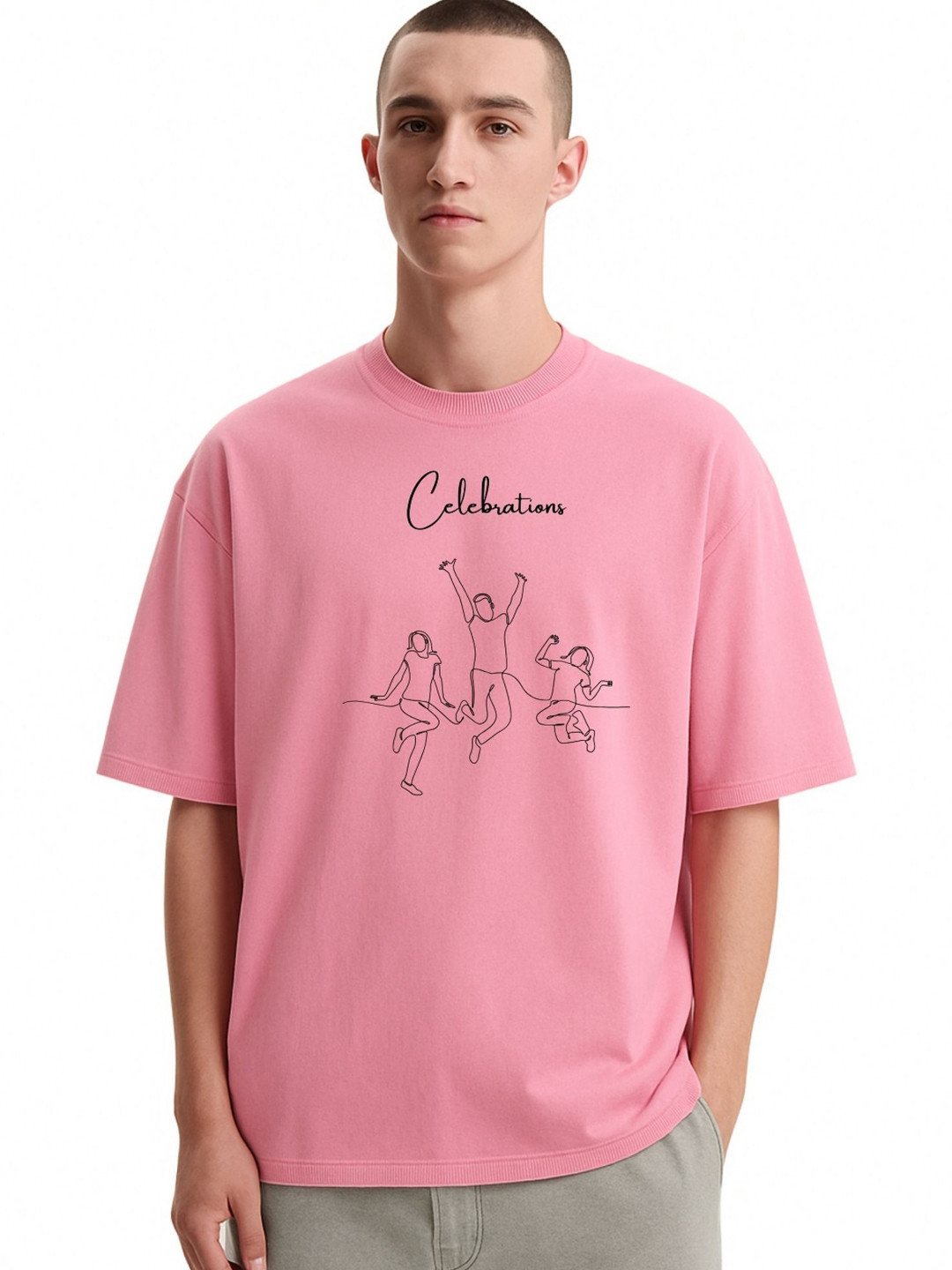 Fashnobic Men Dri-FIT Trendy Celebration Printed Round Neck Cotton Oversized T-shirt