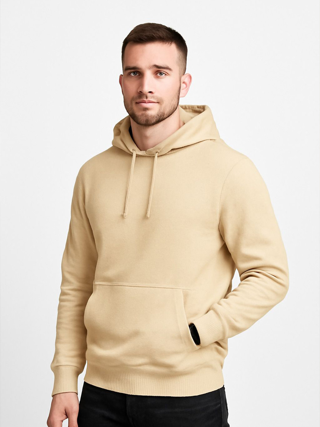 PERSONALITEE Men Solid Full Sleeve Hooded Sweatshirt