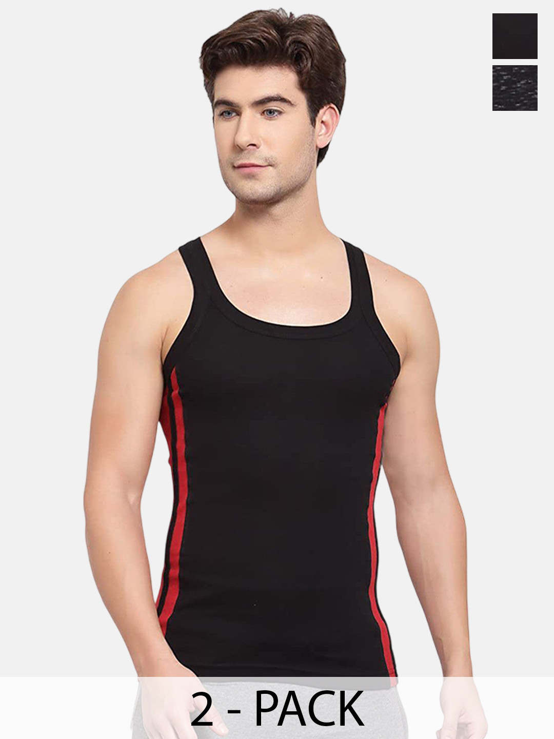 Sporto by Macho Pack Of 2 Colourblocked Cotton Gym Vests