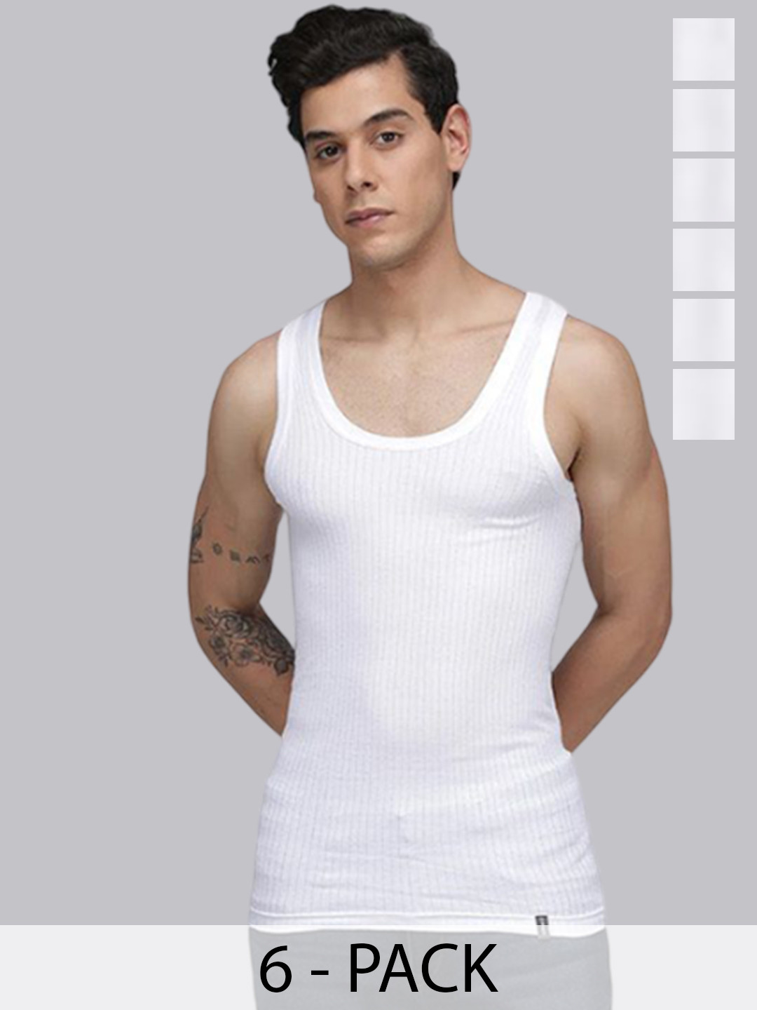 Sporto by Macho Pack Of 6 Ribbed Scoop Neck Pure Cotton Undershirt Innerwear Vests