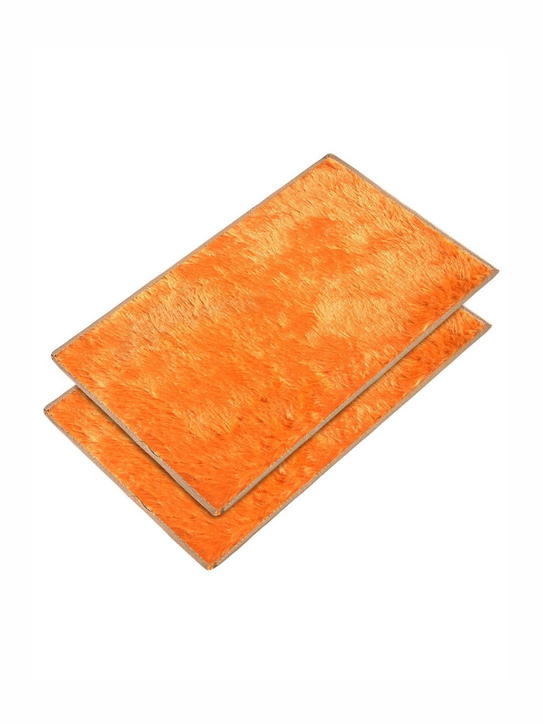 HOMESTIC Orange-Colored 2 Pieces Velvet Ultra Absorbent Stain Resistant Quick Dry Doormats