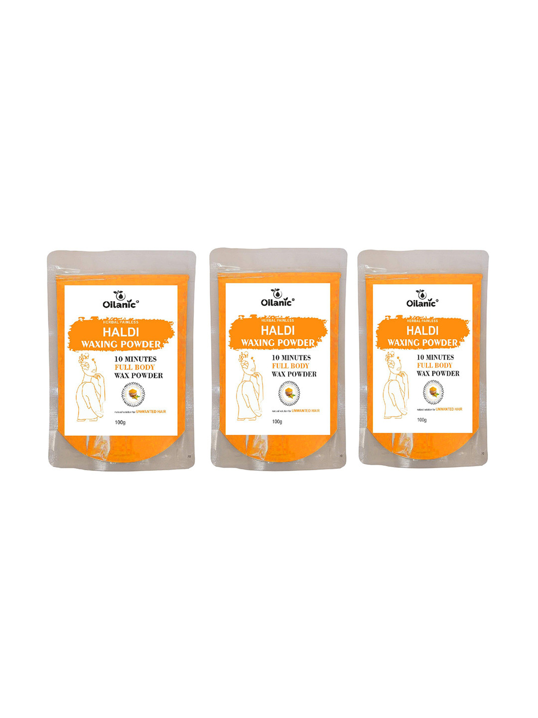 Oilanic Set Of 3 Haldi Hair Waxing Powder - 100 g Each
