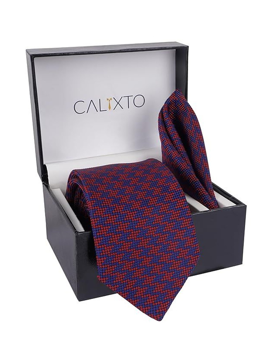 CALIXTO Men Blue & Red Printed Broad Tie