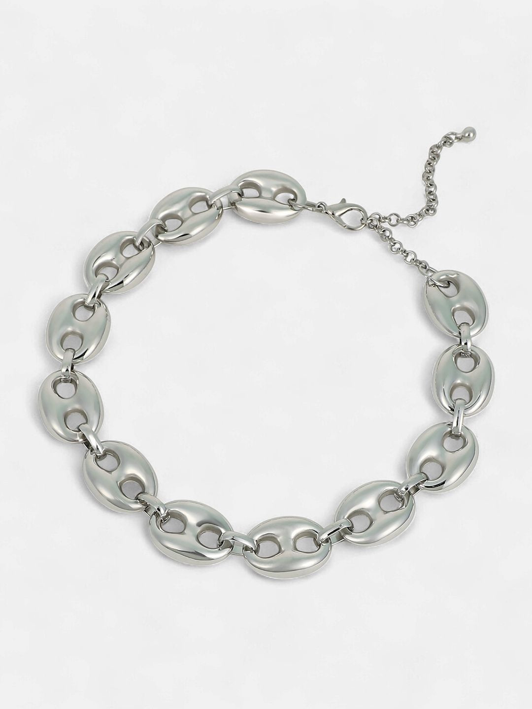 SOHI Set Of 2 Silver-Plated Industrial Link Minimal Chains