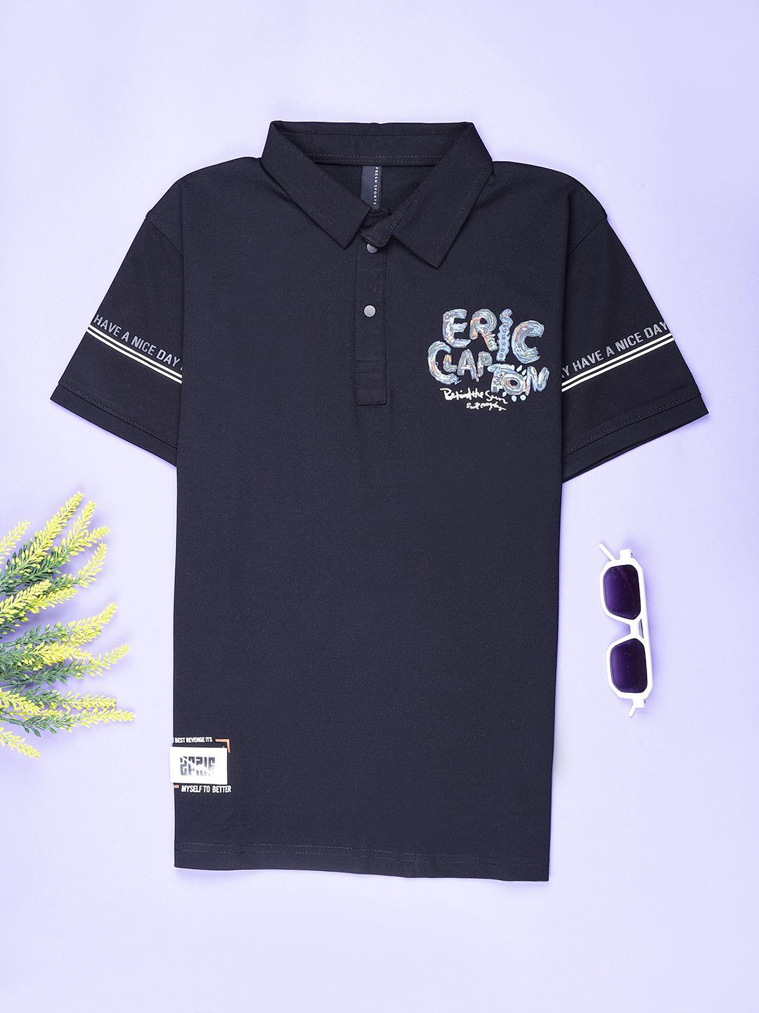 V-Mart Boys Graphic Printed Interlock Polo Neck T-Shirt