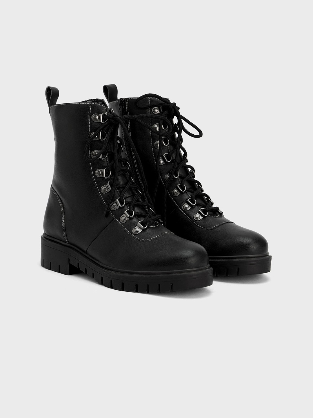 20Dresses Women Contrast Stitch Lace Up Combat Boots