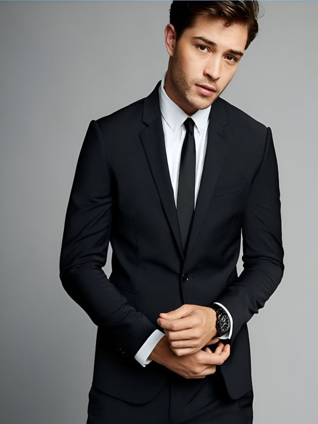 ZHPM Notched Lapel Cotton Single Breasted Blazer