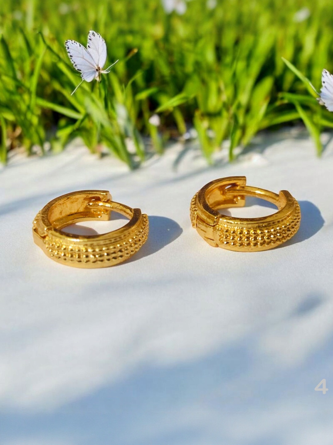 SHREE KRISHNA SHOPPING Women Brass Gold-Plated Half Hoop Earrings