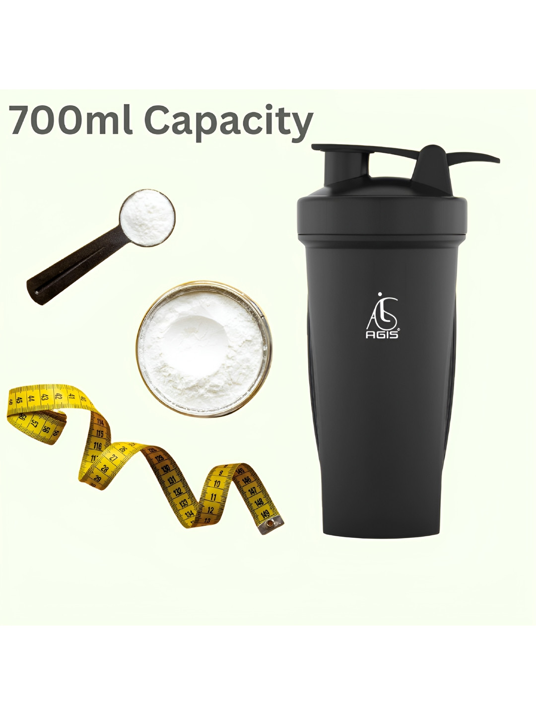 AGIS Black Brand Logo Printed Water Bottle - 700ml