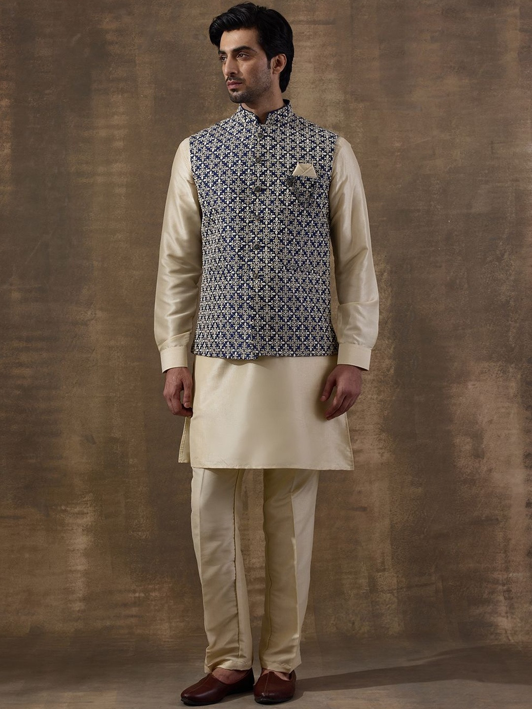 Satwaa Dupion Silk Kurta & Pyjamas With Nehru Jacket