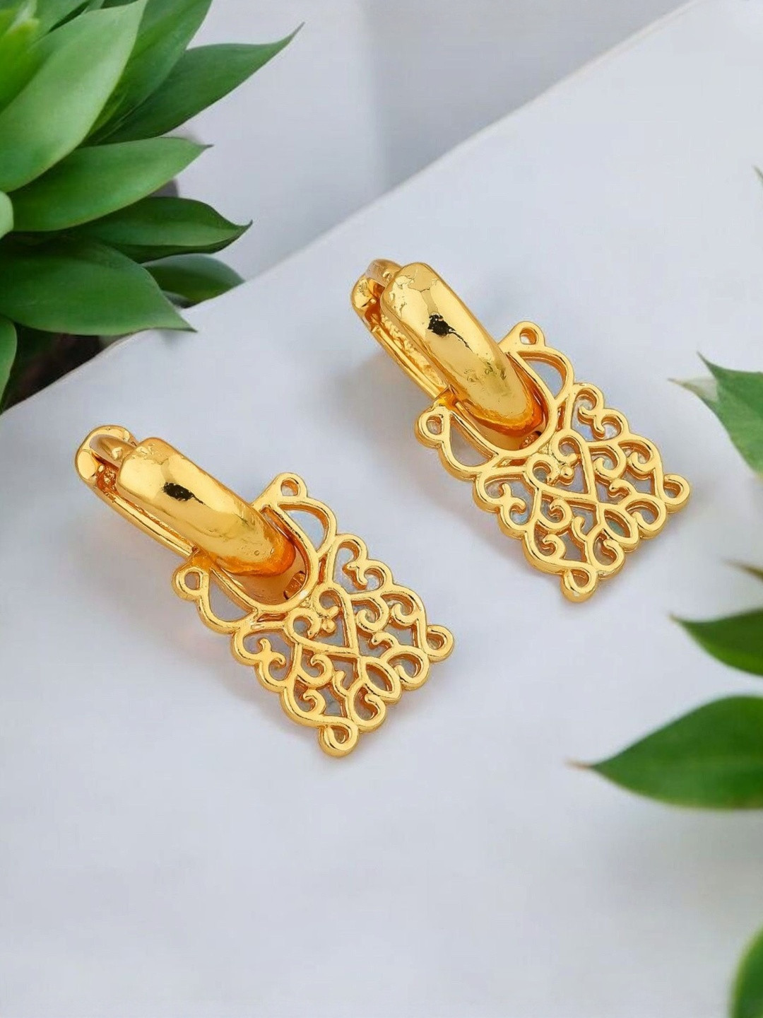 SHREE KRISHNA SHOPPING Gold-Plated Drop Earrings