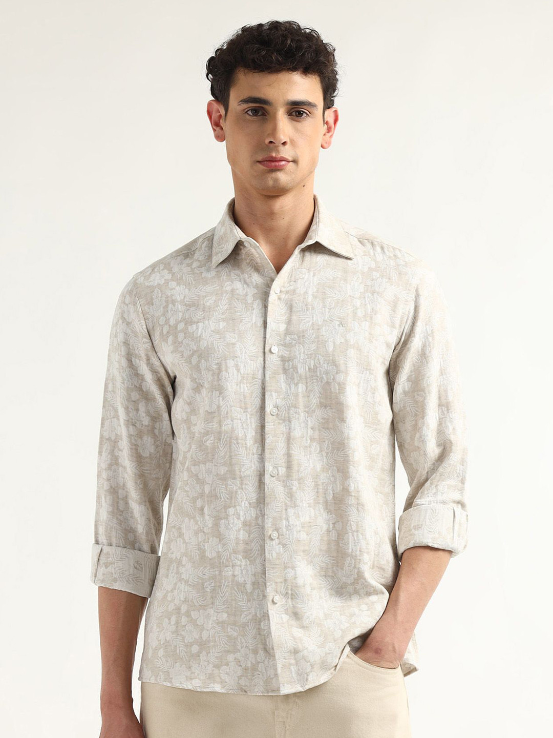 Arrow Men Floral Printed Spread Collar Elixir Shirt