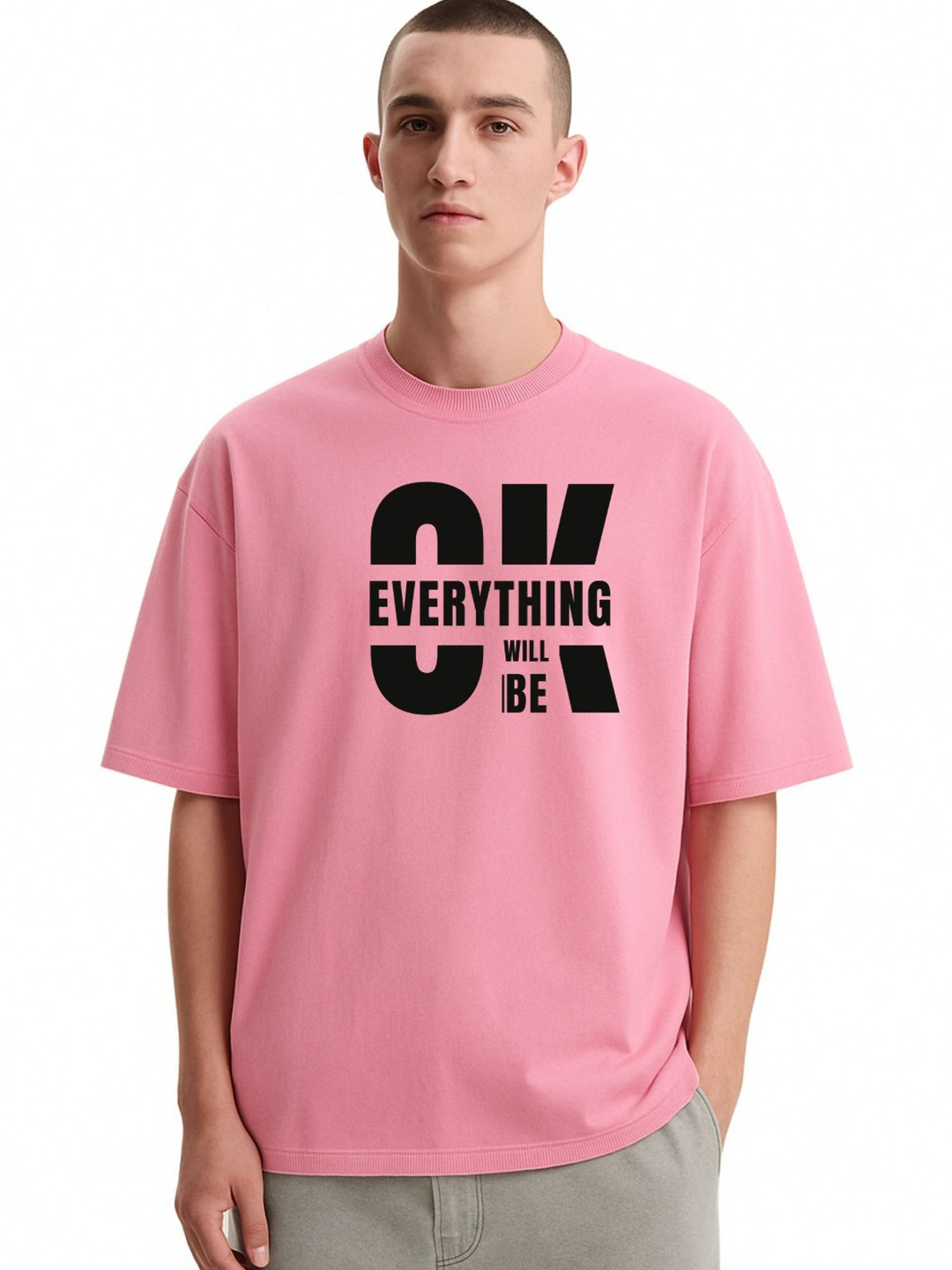 Fashnobic Men Dri-FIT Trendy Yeah What Ever Printed Round Neck Cotton Oversized T-shirt