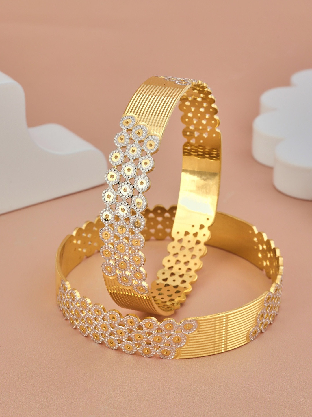 Anouk Set Of 2 Brass 24 Carat Gold-Plated Bangles