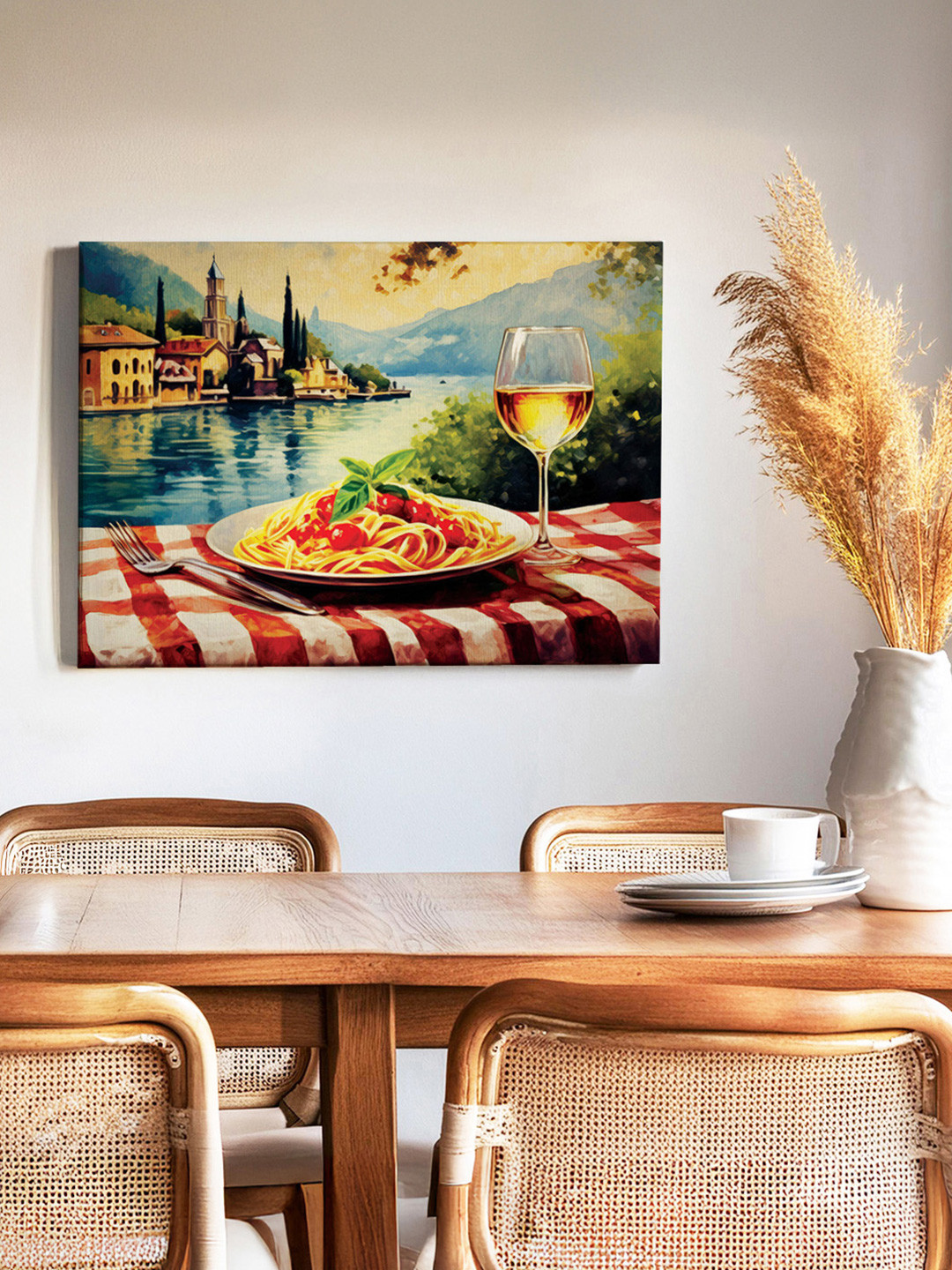 Sassyco Blue & Beige Italy Canvas Painting Modern Wall Art