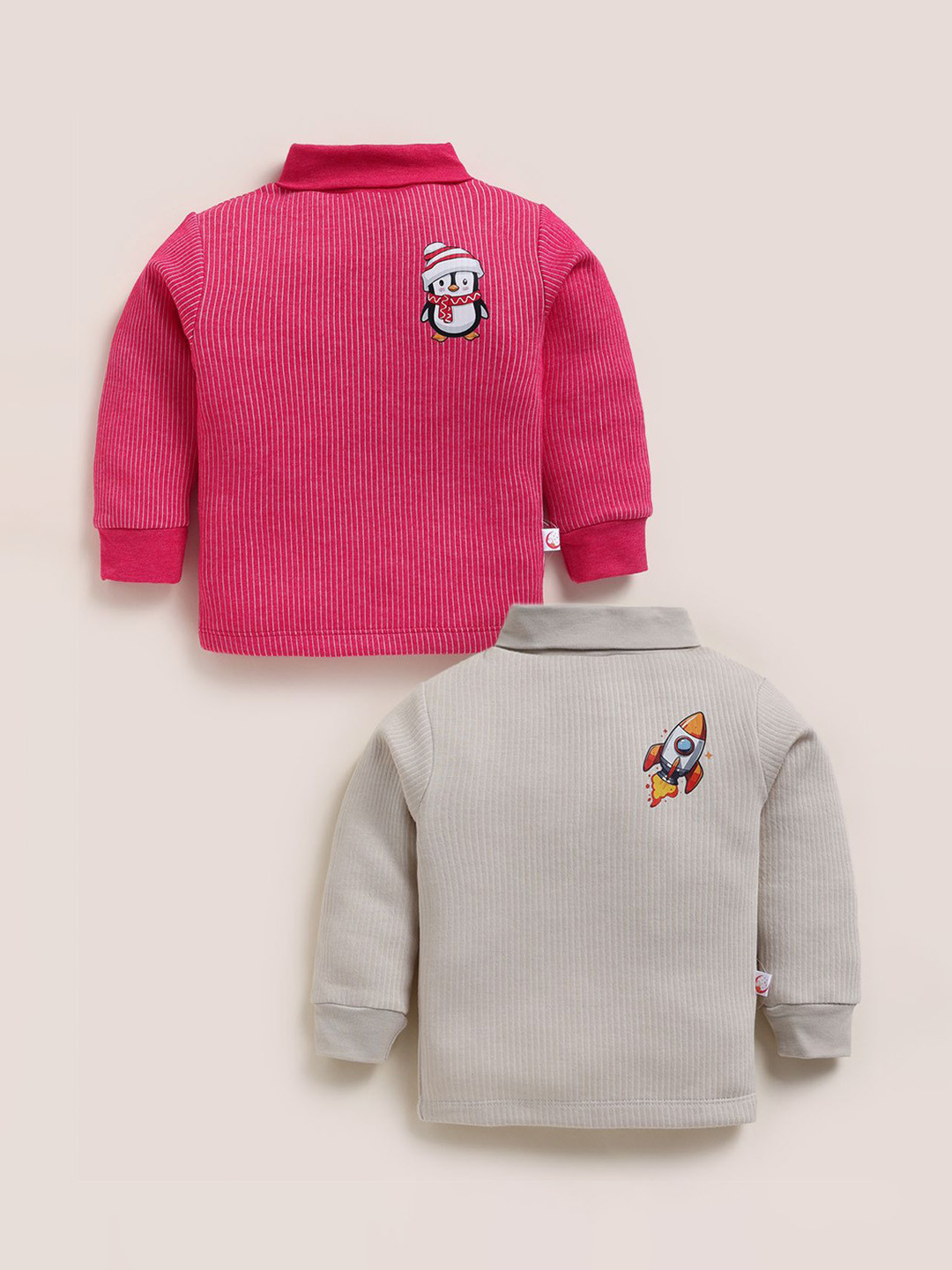 MooNKids Kids Pack Of 2 Textured High Neck Tops