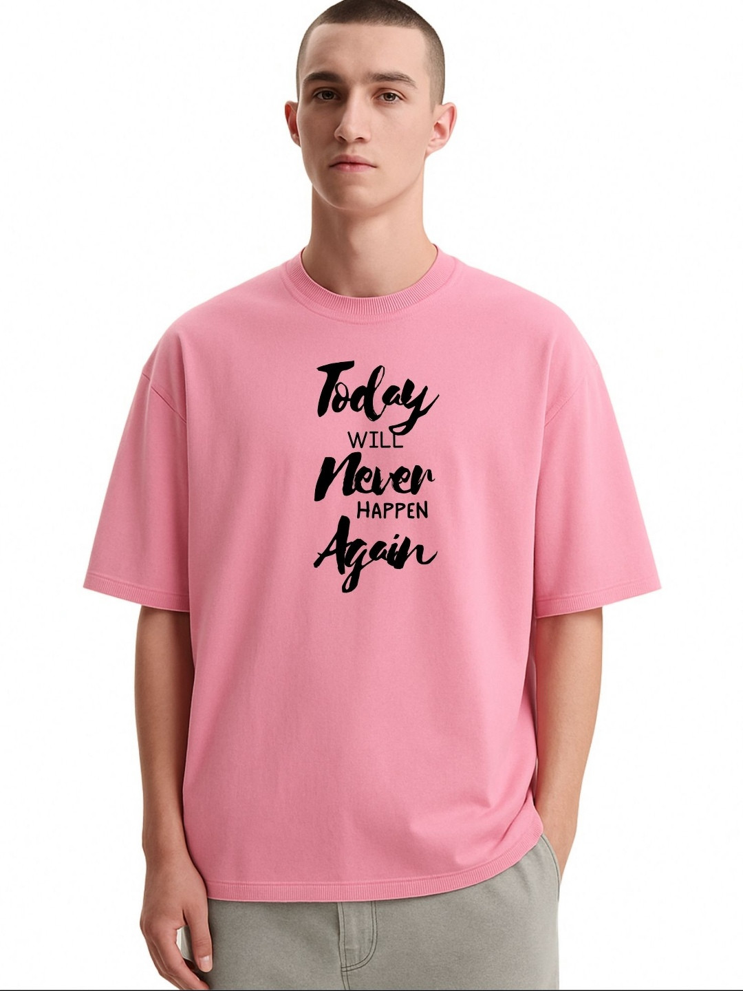 Fashnobic Men Dri-FIT Trendy Today Will Printed Round Neck Cotton Oversized T-shirt