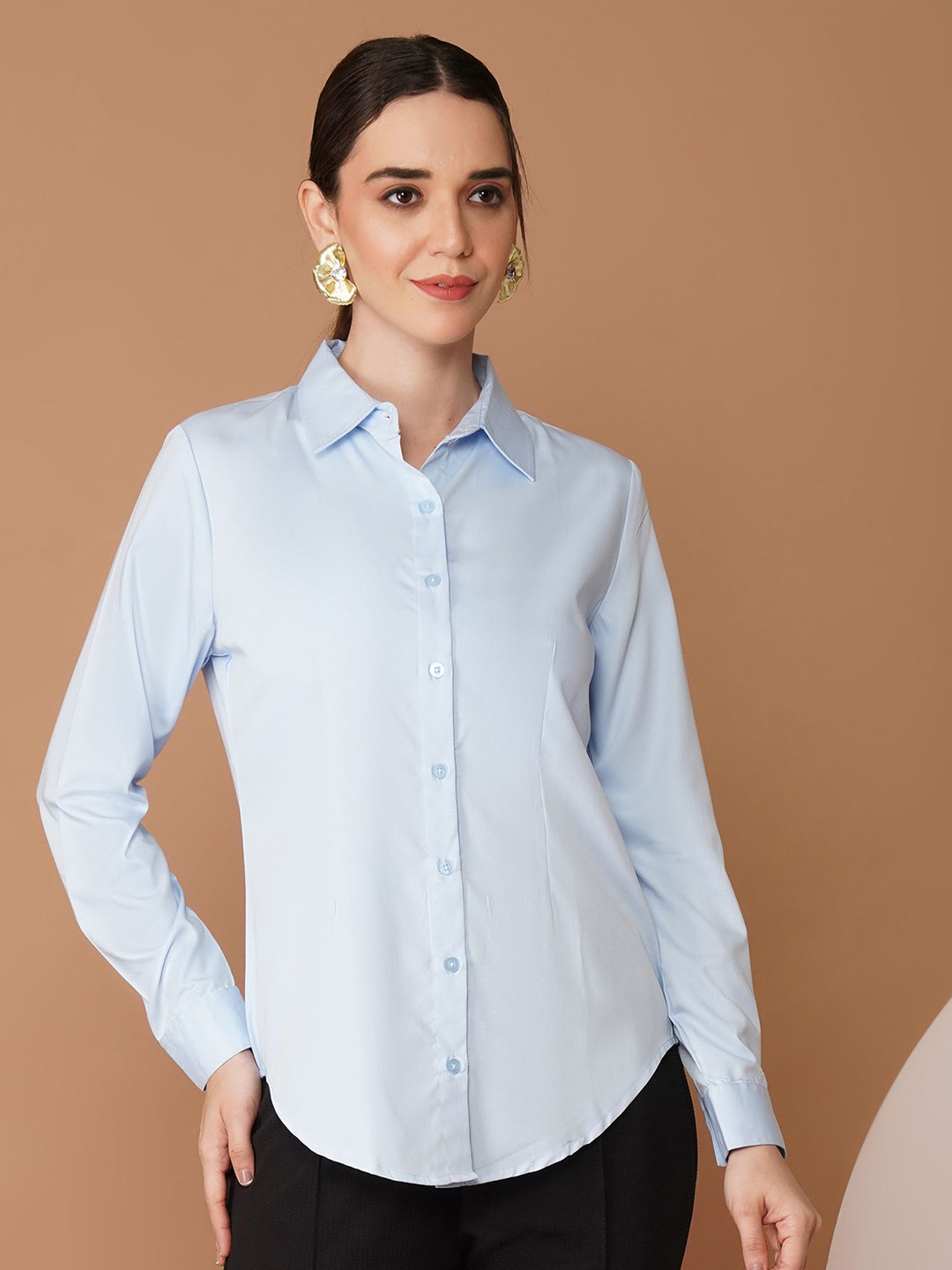 Chemistry Tailored Fit Spread Collar Cotton Formal Shirt