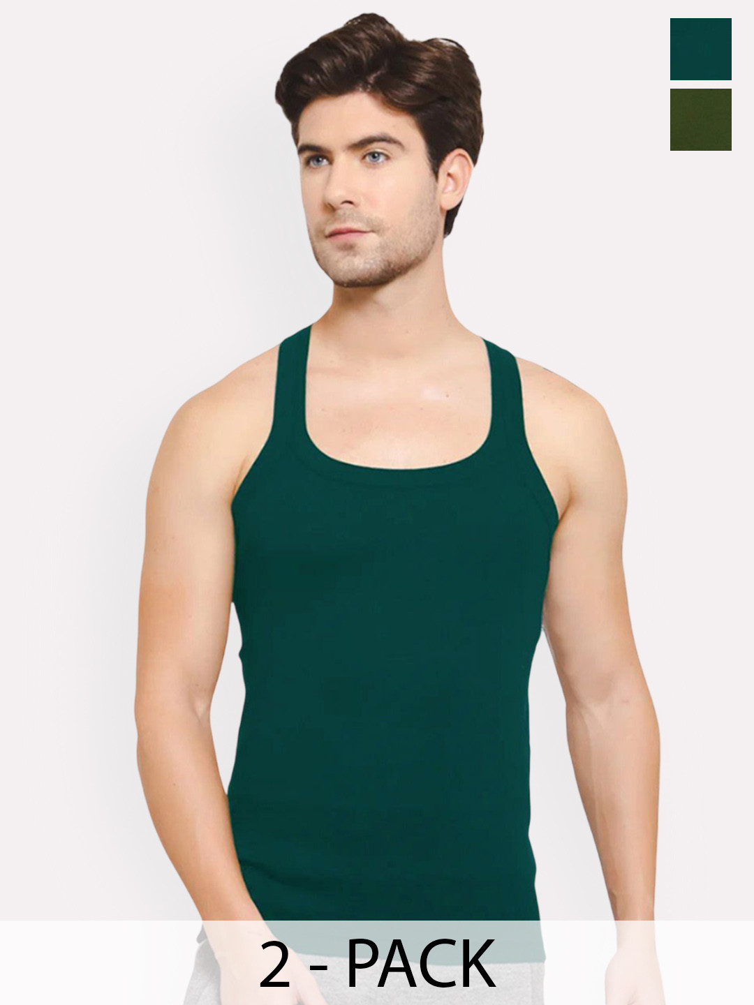 Sporto by Macho Men Pack Of 2 Cotton Square Neck Tanks