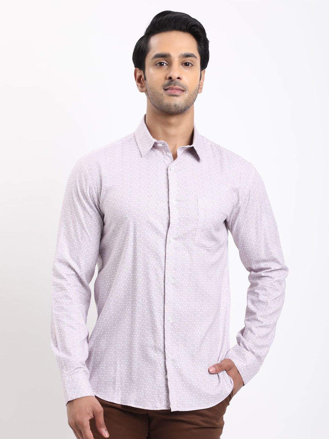 Indian Terrain Geometric Printed Classic Slim Fit Casual Shirt