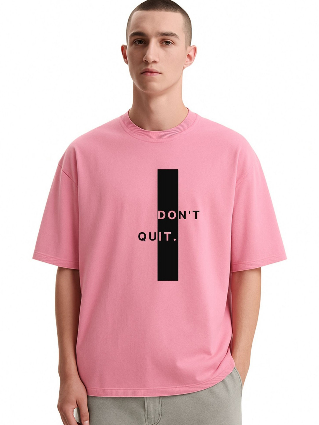 Fashnobic Men Dri-FIT Trendy Faith Over Fear Printed Round Neck Cotton Oversized T-shirt