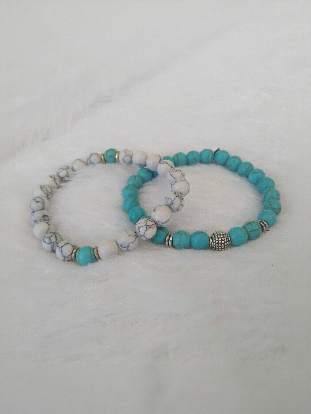 Sukhad Unisex Pack of 2 Turquoise Agate Stone Bracelet