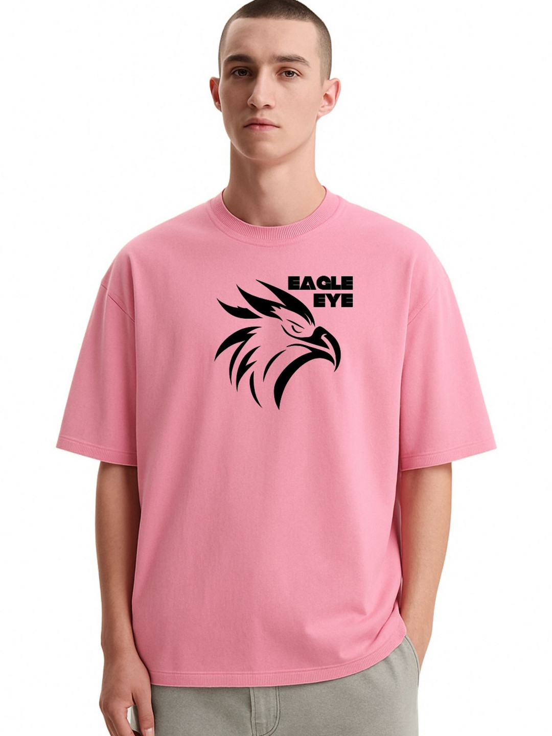 Fashnobic Men Dri-FIT Trendy Eagle Eve Printed Round Neck Cotton Oversized T-shirt