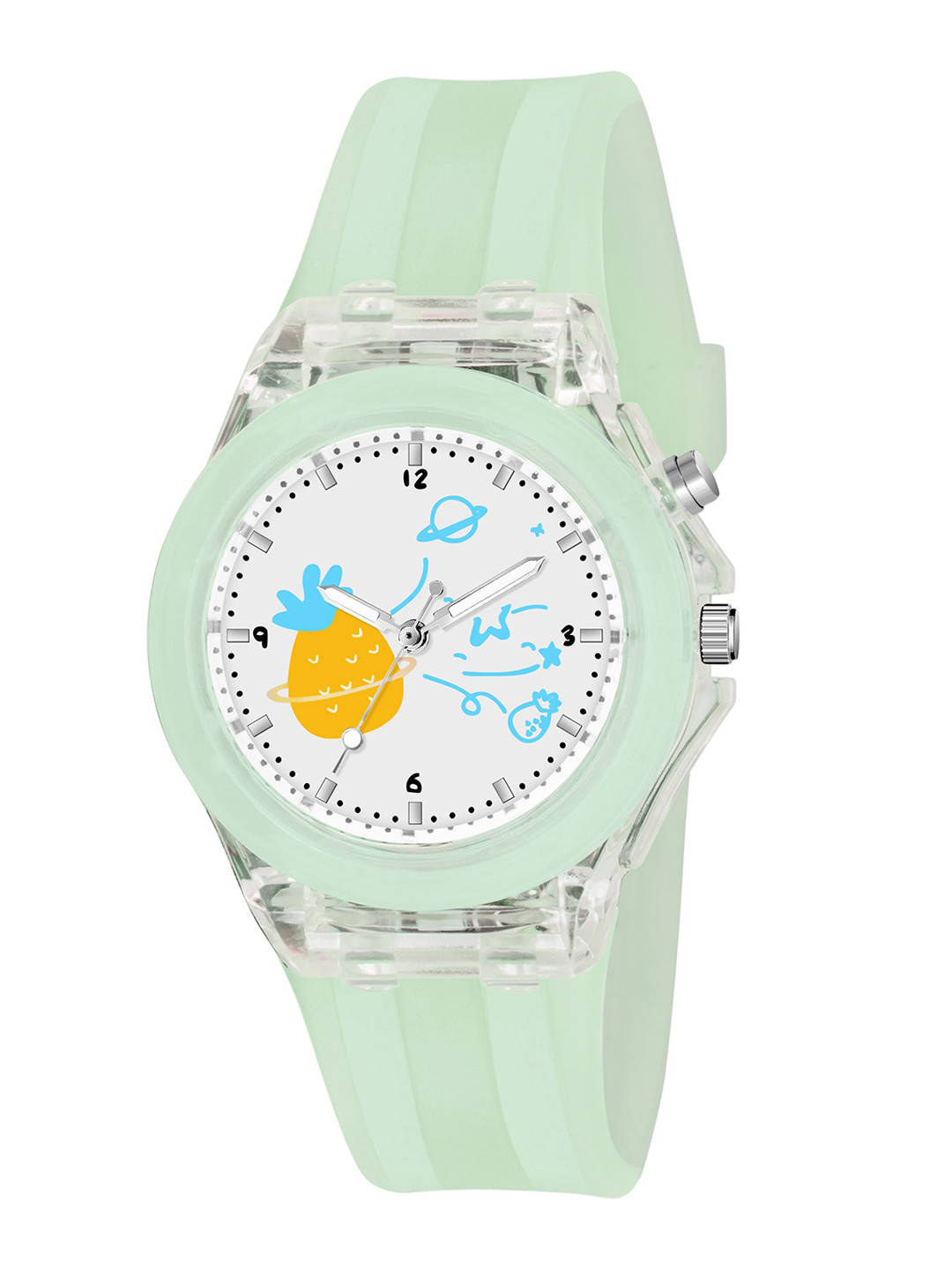 KIDSUN Kids Round Dial & Seven Light Redium Strap Analogue Watch 818_GREEN_GREEN