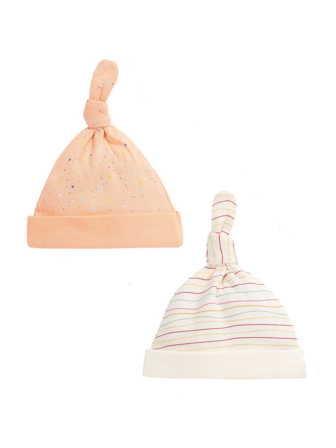 MINI KLUB Girls Set Of 2 Cotton Self Design Beanie