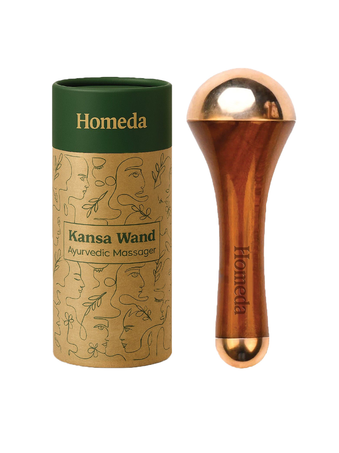 Homeda Kansa Wand Massager with Both Side Bronze Cap For Foot & Face