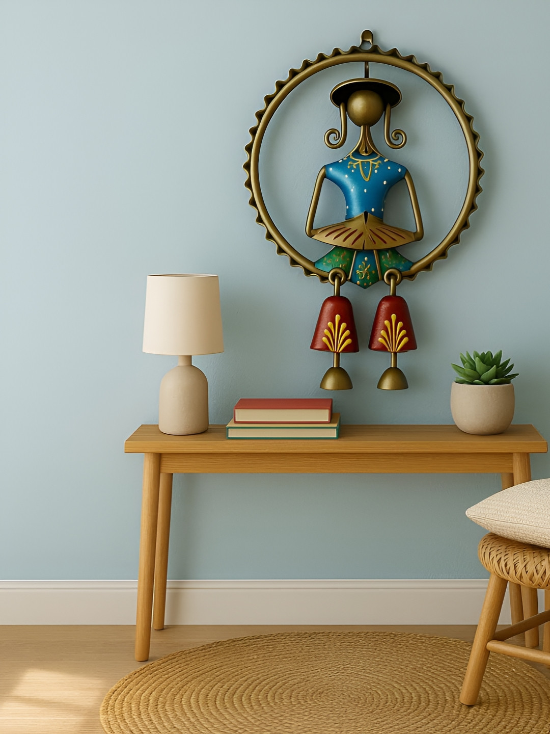 PRANJALS HOUSE Red & Blue Dhol Musicians Wall Hanging