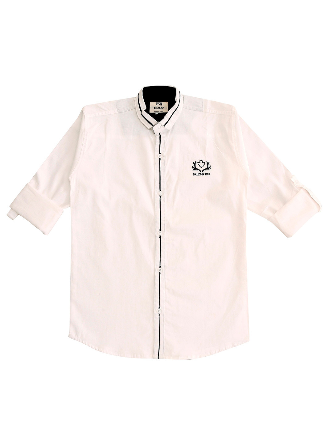 CAY Boys Standard Fit Brand Logo Printed Spread Collar Cotton Casual Shirt