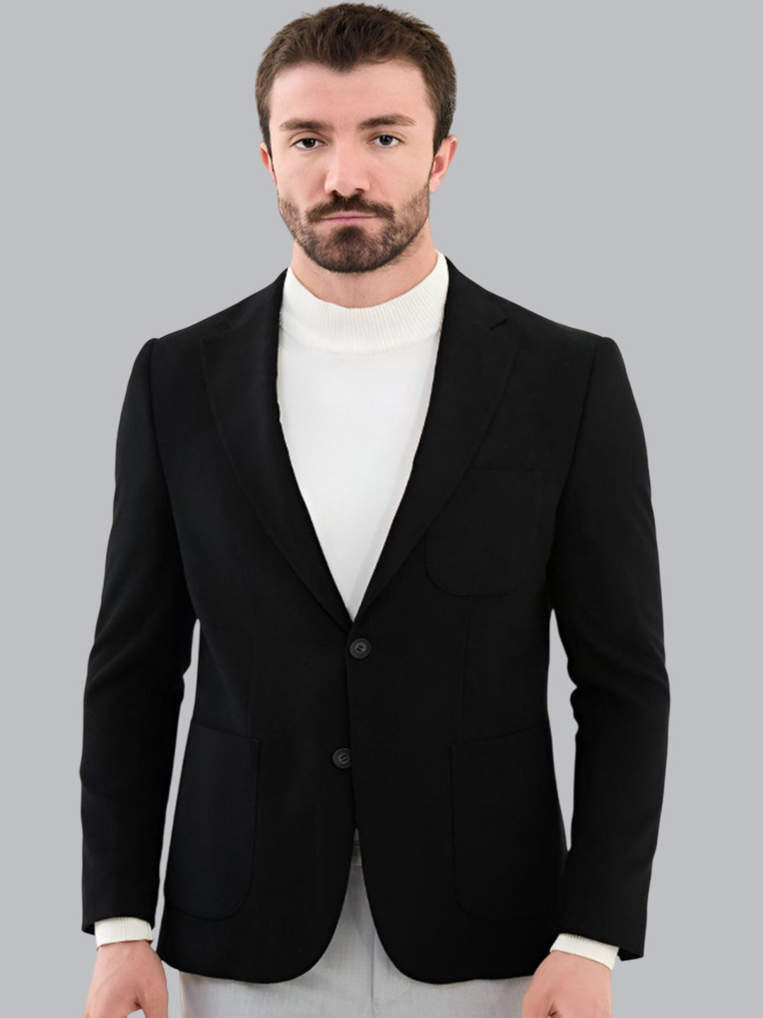Satchitanand Notched Lapel Single Breasted Cotton Formal Blazer