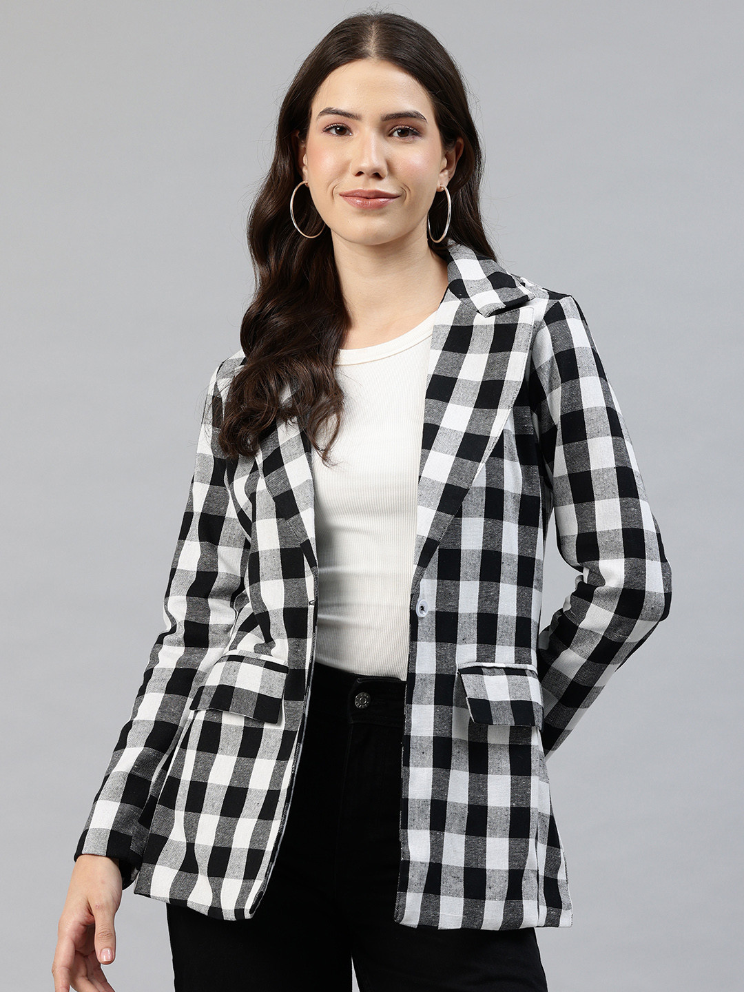 Cottinfab Checked Single-Breasted Blazer