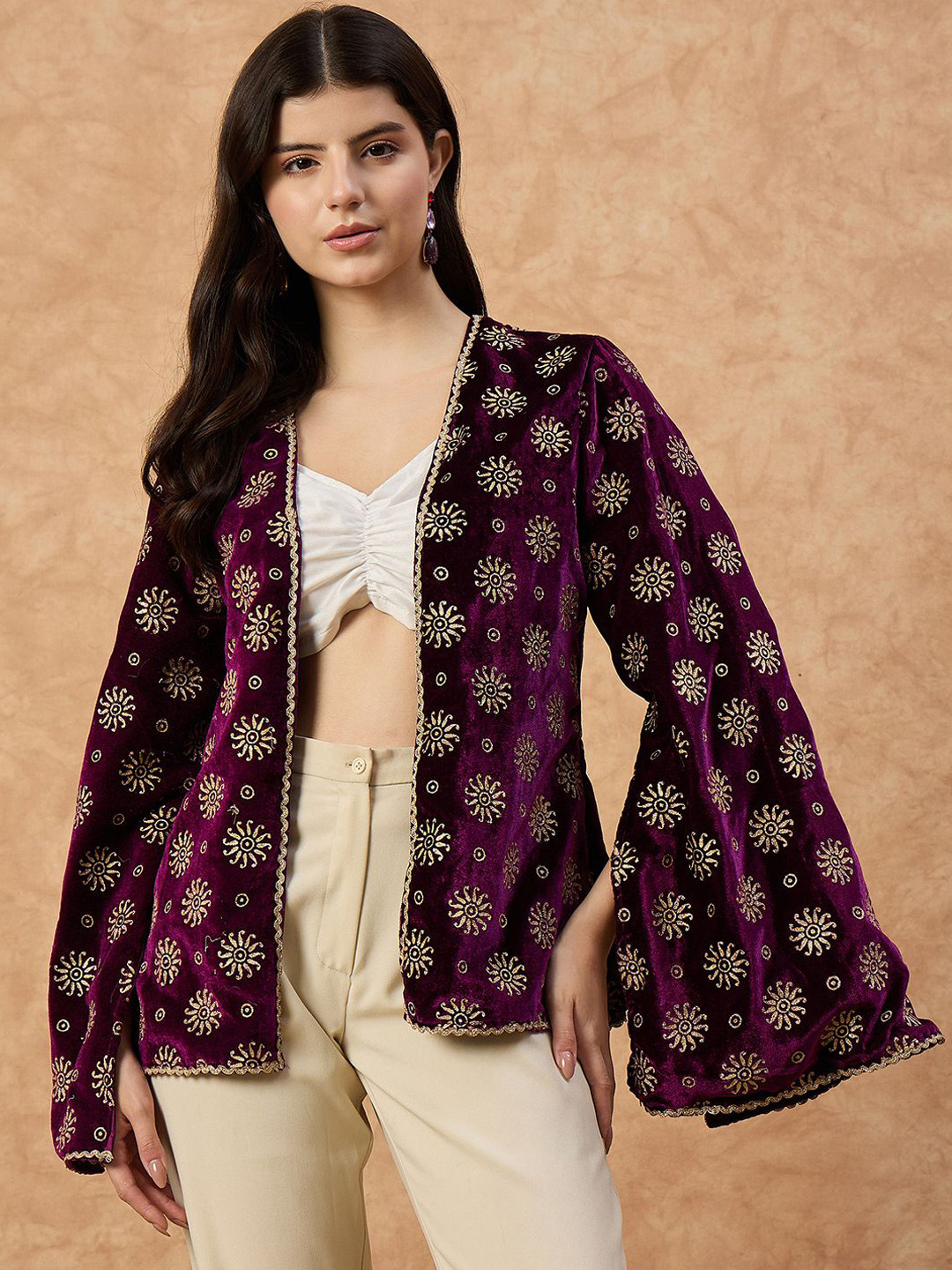 DRAPE AND DAZZLE Women Floral Printed Tailored Jacket