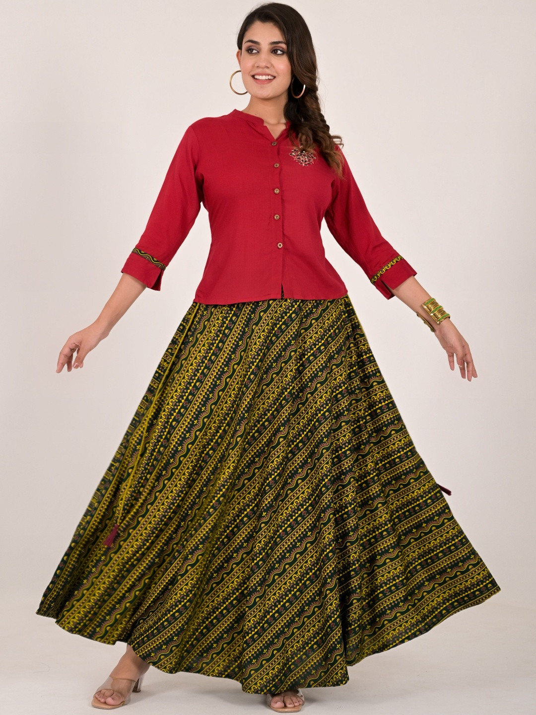 Little Lady Ethnic Motifs Top With Skirt