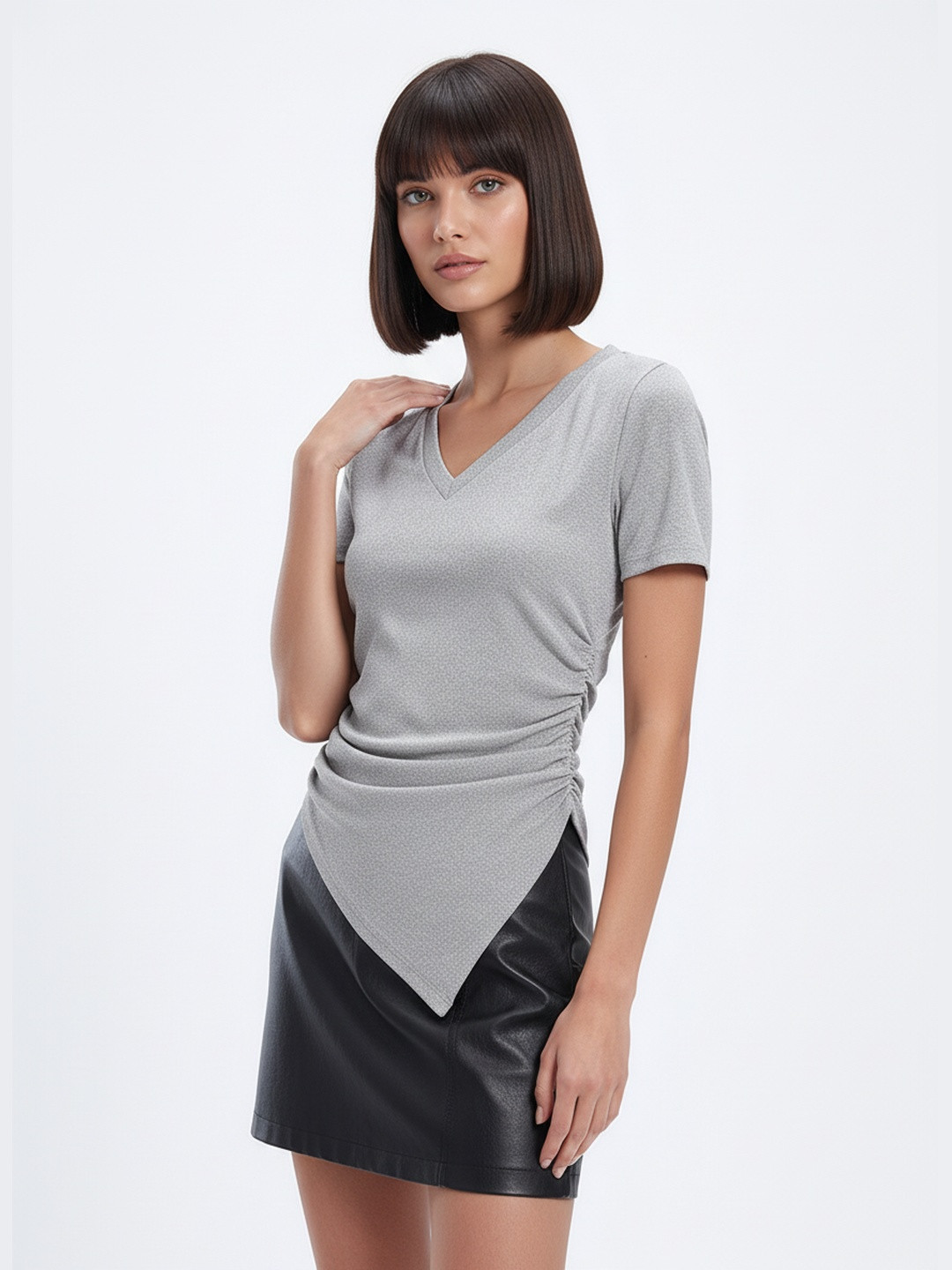 DressBerry Ribbed Asymmetric Hem Top