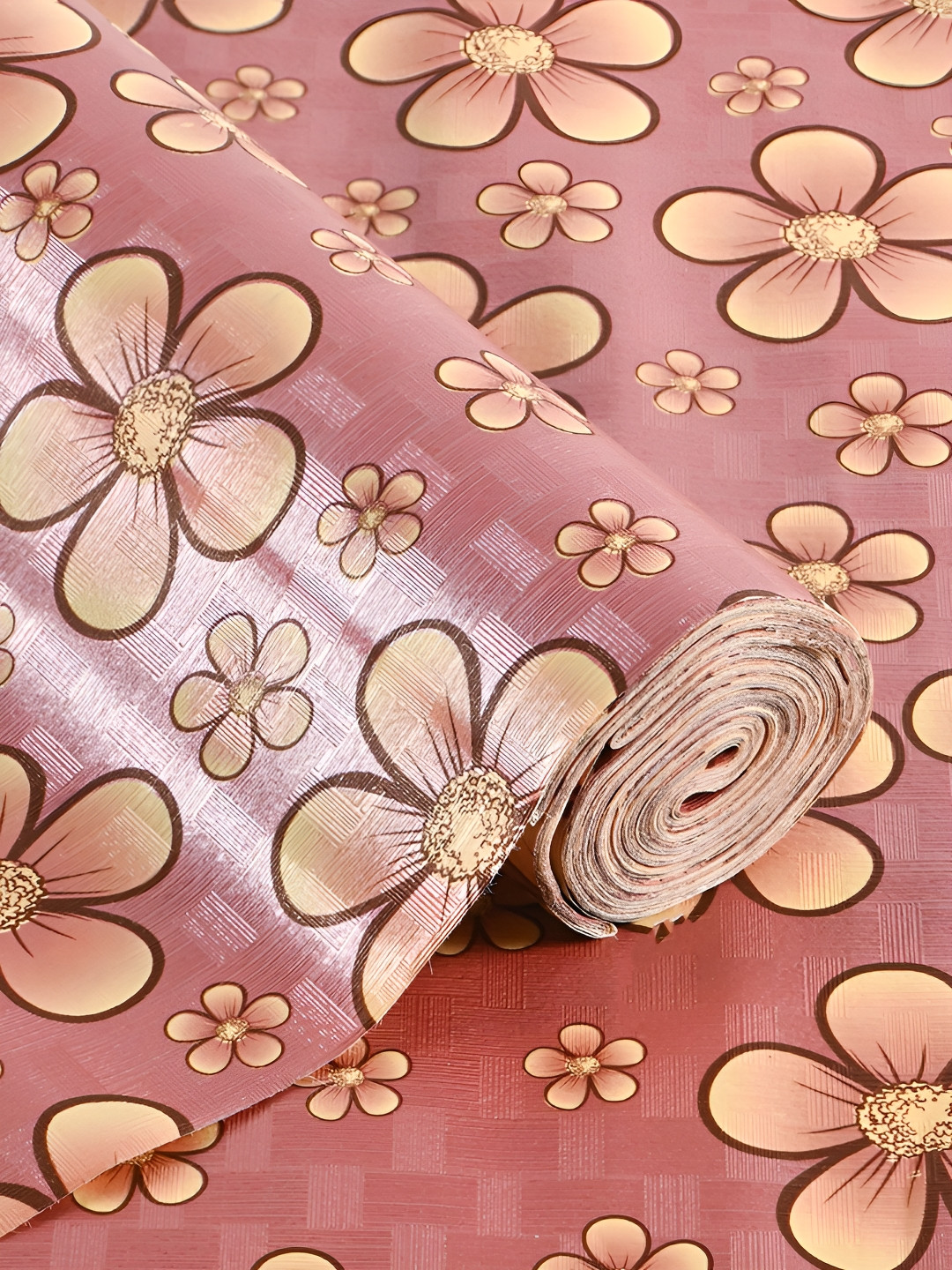 HOMESTIC Yellow & Pink  Printed PVC Roll for Kitchen Shelves Liner Organiser