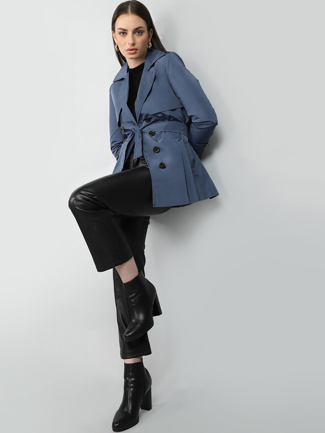 HONNETE Single-Breasted Notched Lapel Coat