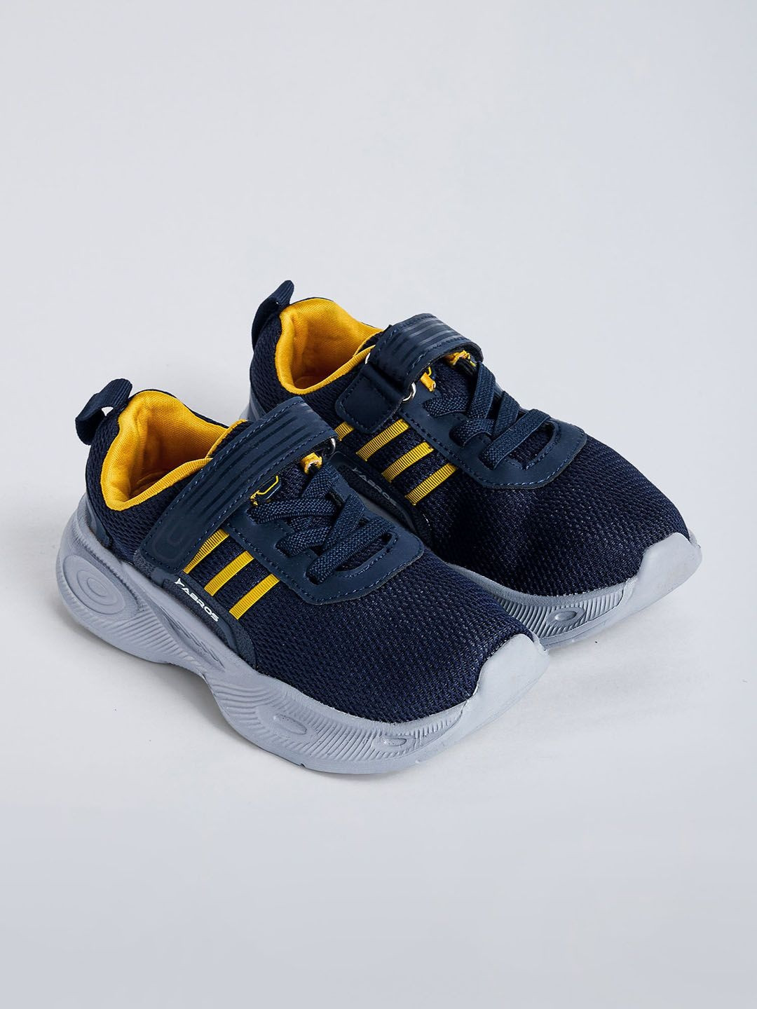 Hopscotch Boys Blue Textured Velcro Closure Mesh Regular Sports Shoes