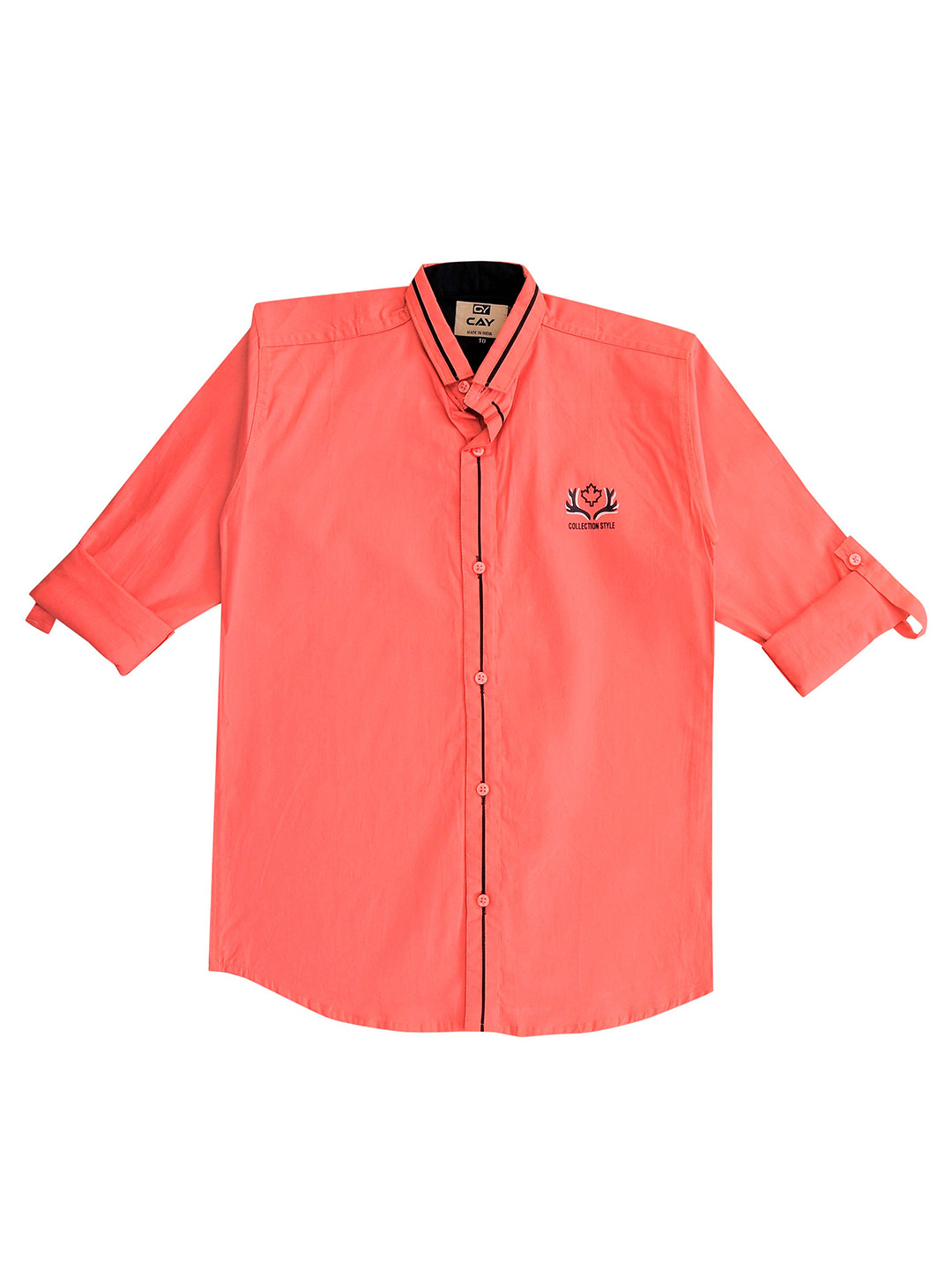 CAY Boys Standard Fit Solid Spread Collar Cotton Casual Shirt
