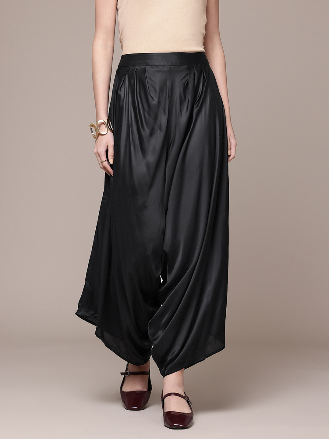 Ritu Kumar Women Dhoti Style Pleated Satin Trousers