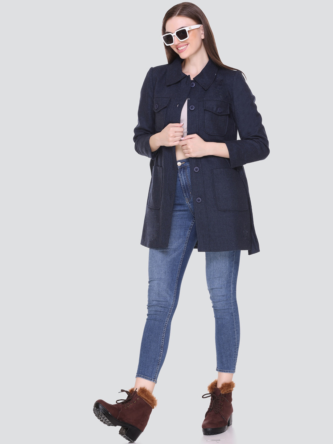 HONNETE Women Solid Winter Trench Coats