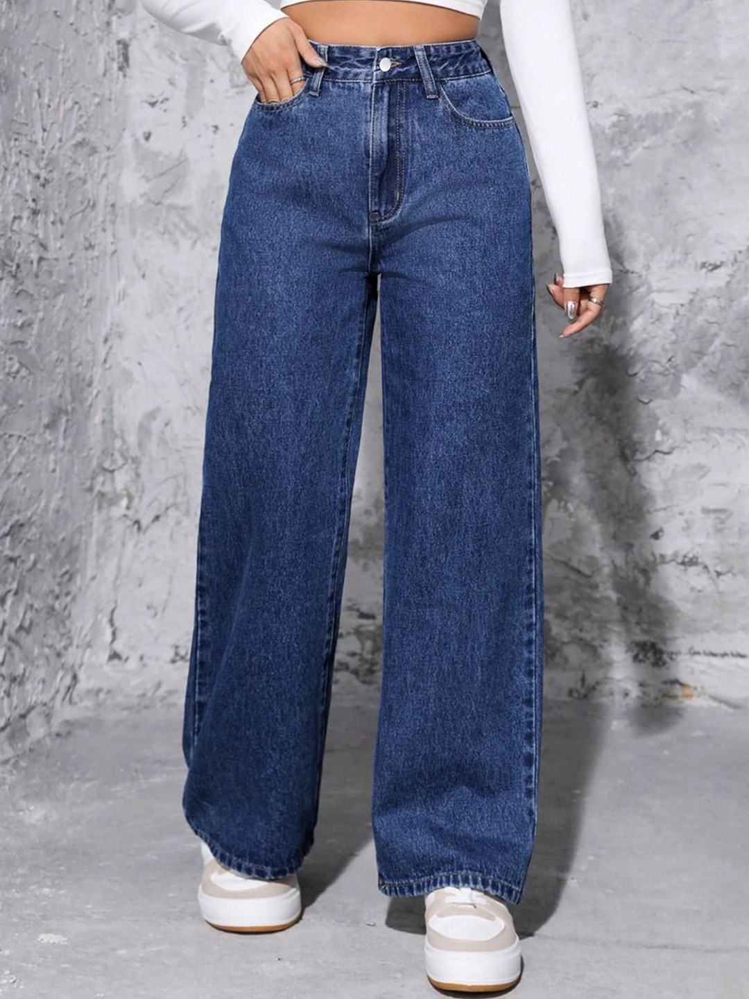 MWFASHION Women Wide Leg High-Rise Jeans